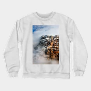 Clouds surrounding the "Towers" of Astraka Crewneck Sweatshirt